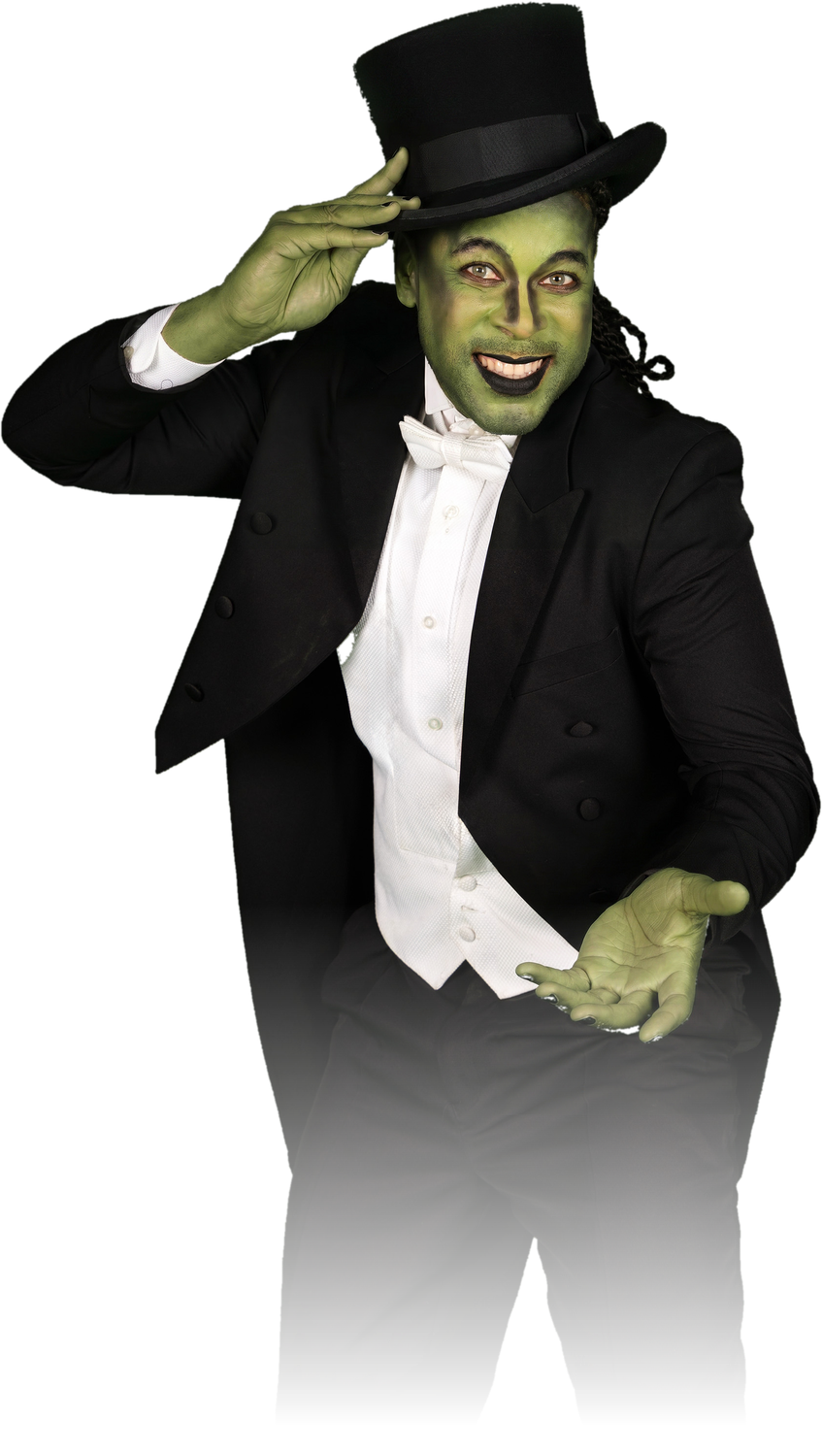 The Monster tipping his top hat
